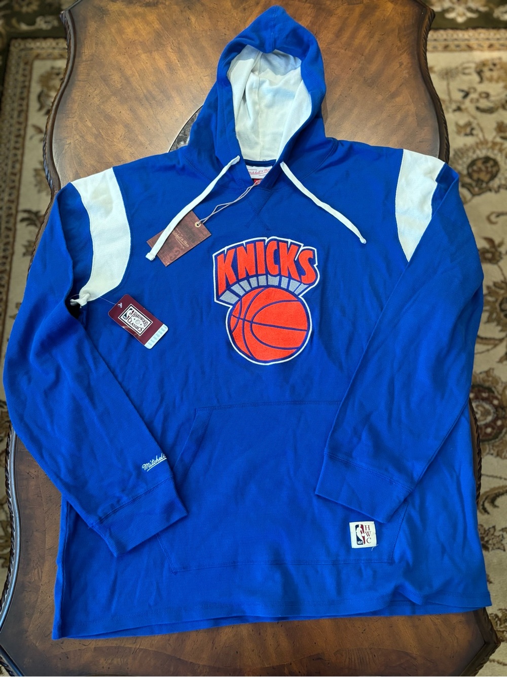 New York Knicks Mitchell & Ness Blue Pullover Hoodie with Logo Size 2XL